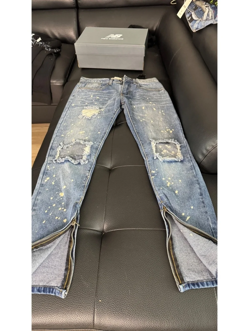 Fear of God Fourth Collection 2015-2016 Distressed Paint Splatter Zip Jeans 30
